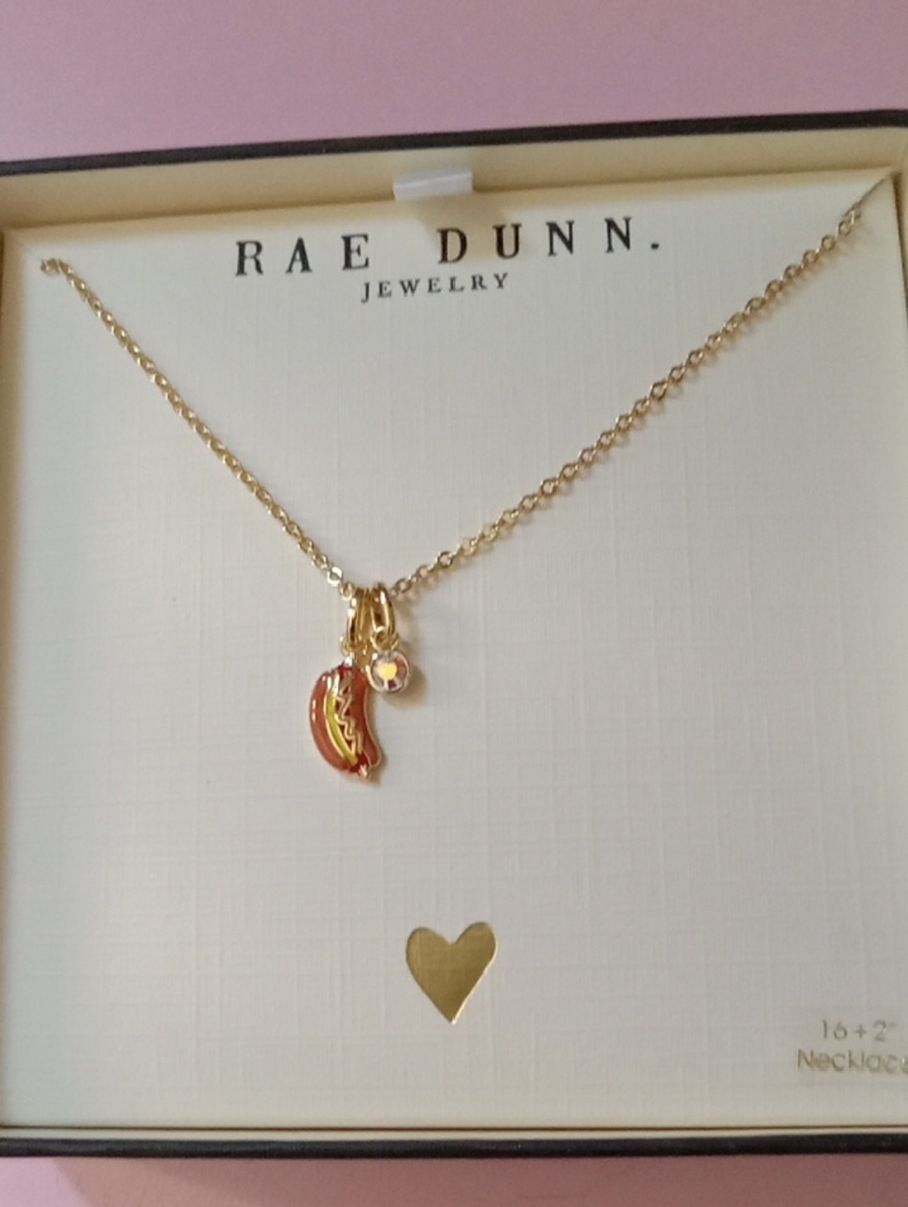 Rae Dunn 14k Yellow Gold Plated Brass Hot Dog Necklace 🌭🌭🌭